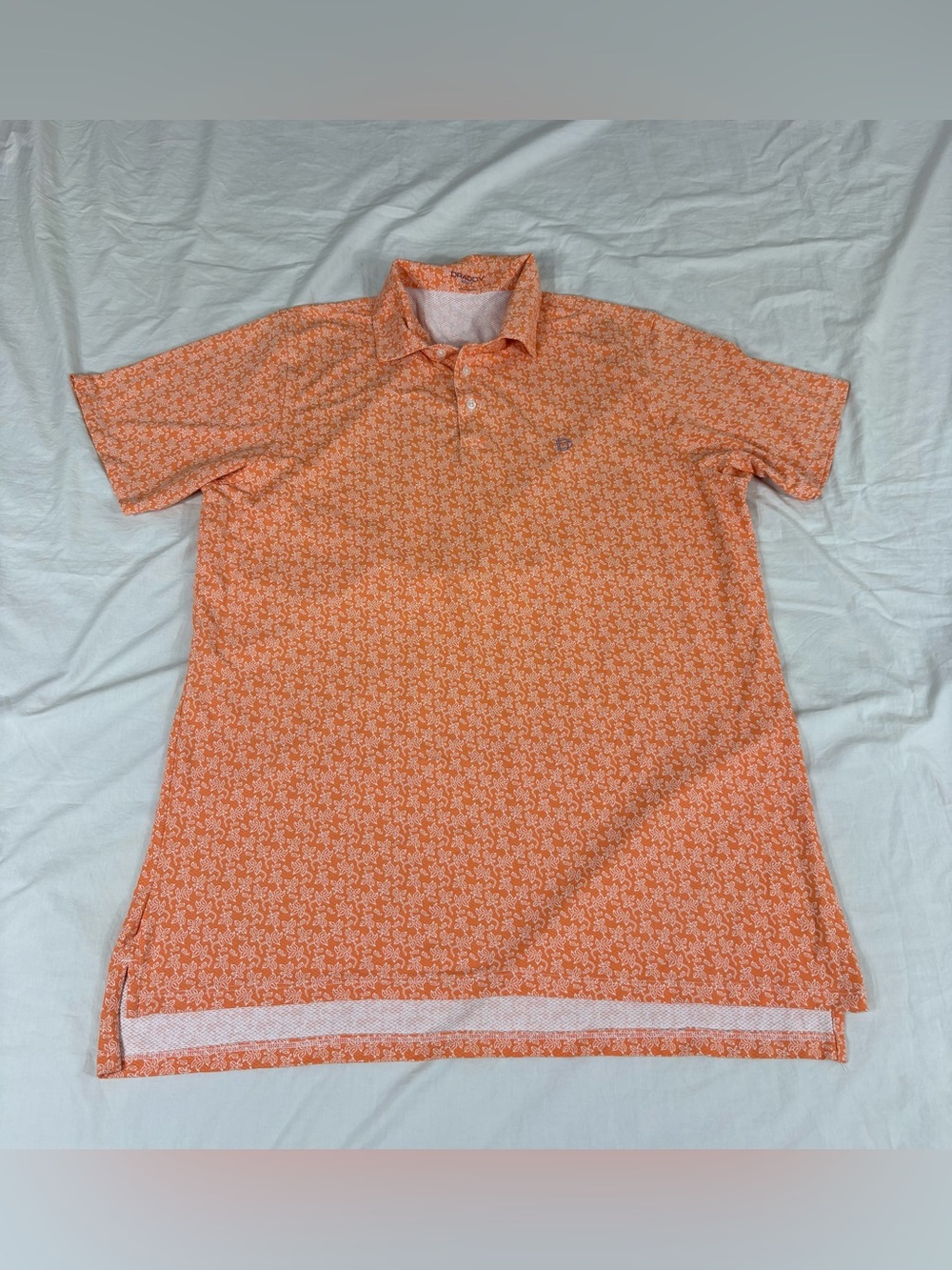 Draddy Sport Mens Orange Short Sleeve Nylon Polo Golf Shirt L